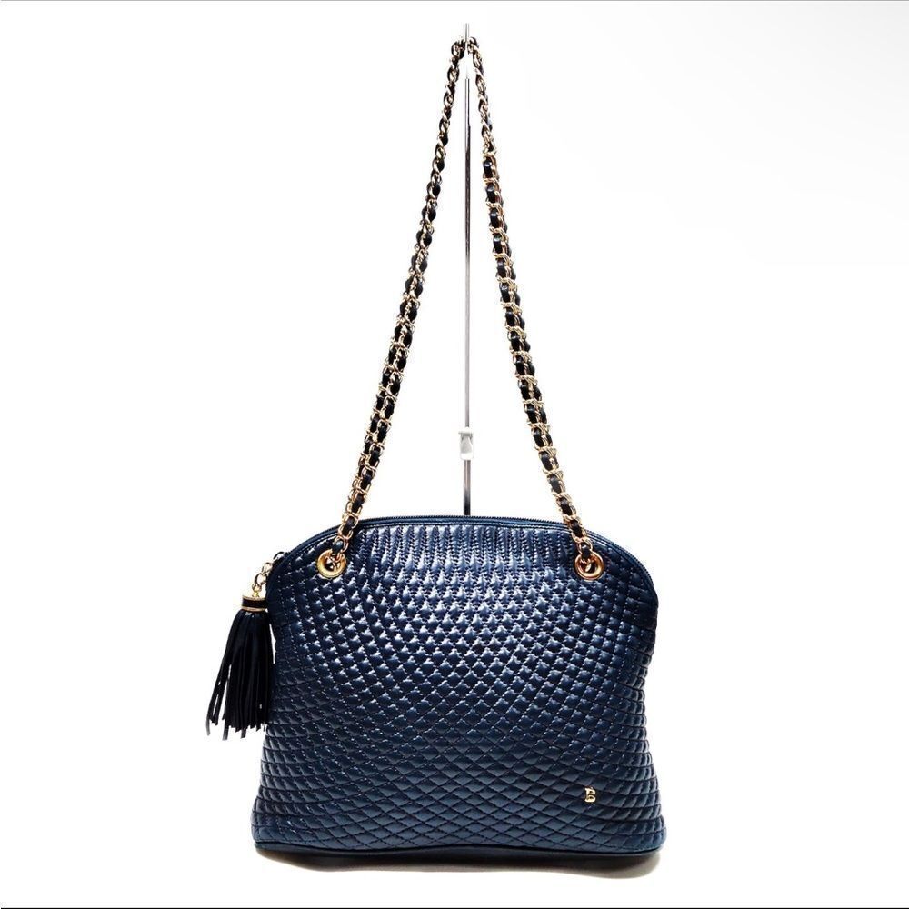 Bally Navy Quilted Shoulder Bag
